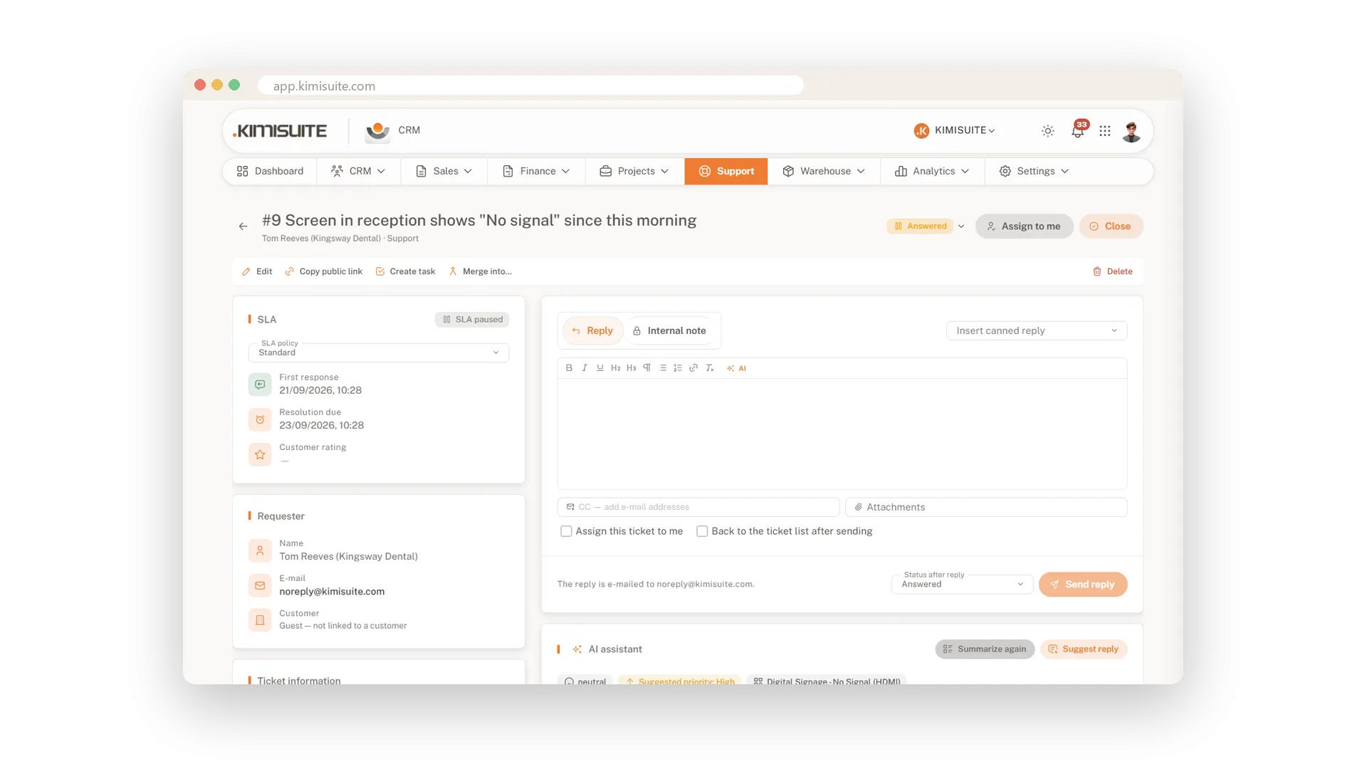 AI-samenvatting en antwoordsuggesties