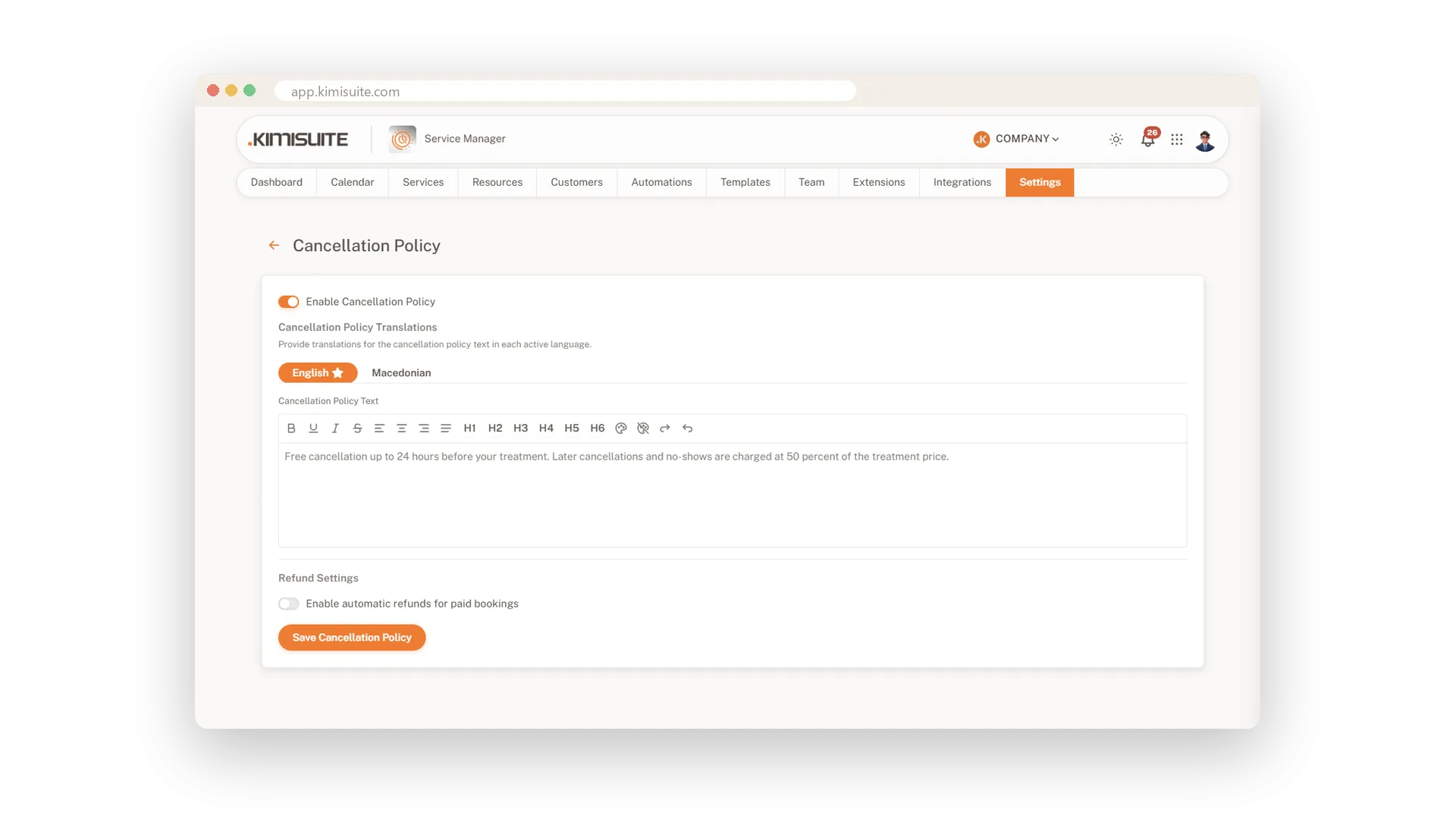Une politique d'annulation visible par les clients à l'avance
