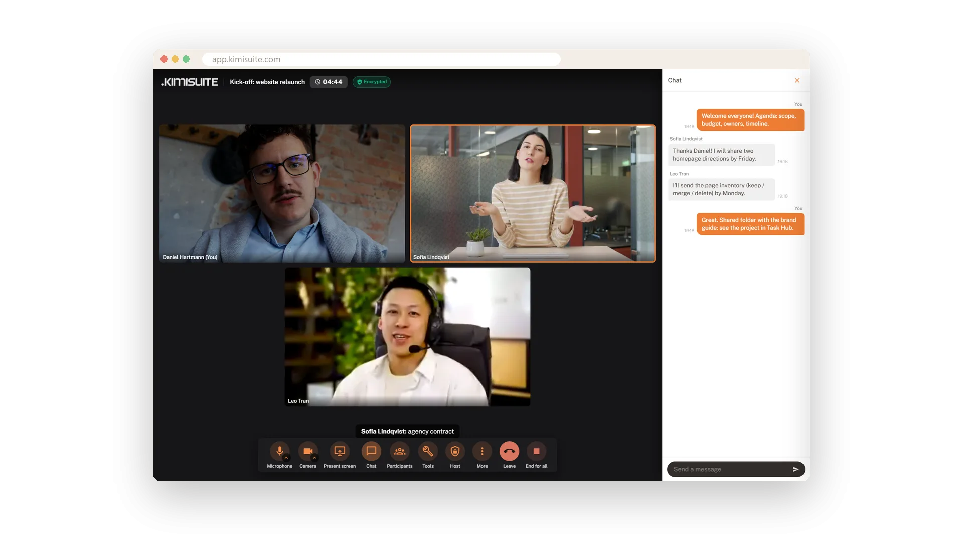 Screenshot: Work together in the call