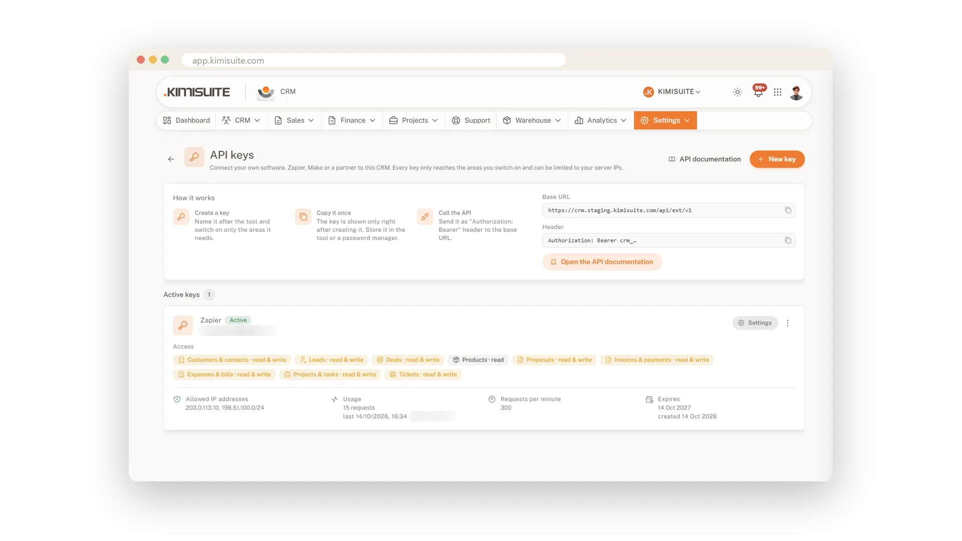 Screenshot: Your own tools, connected to the CRM