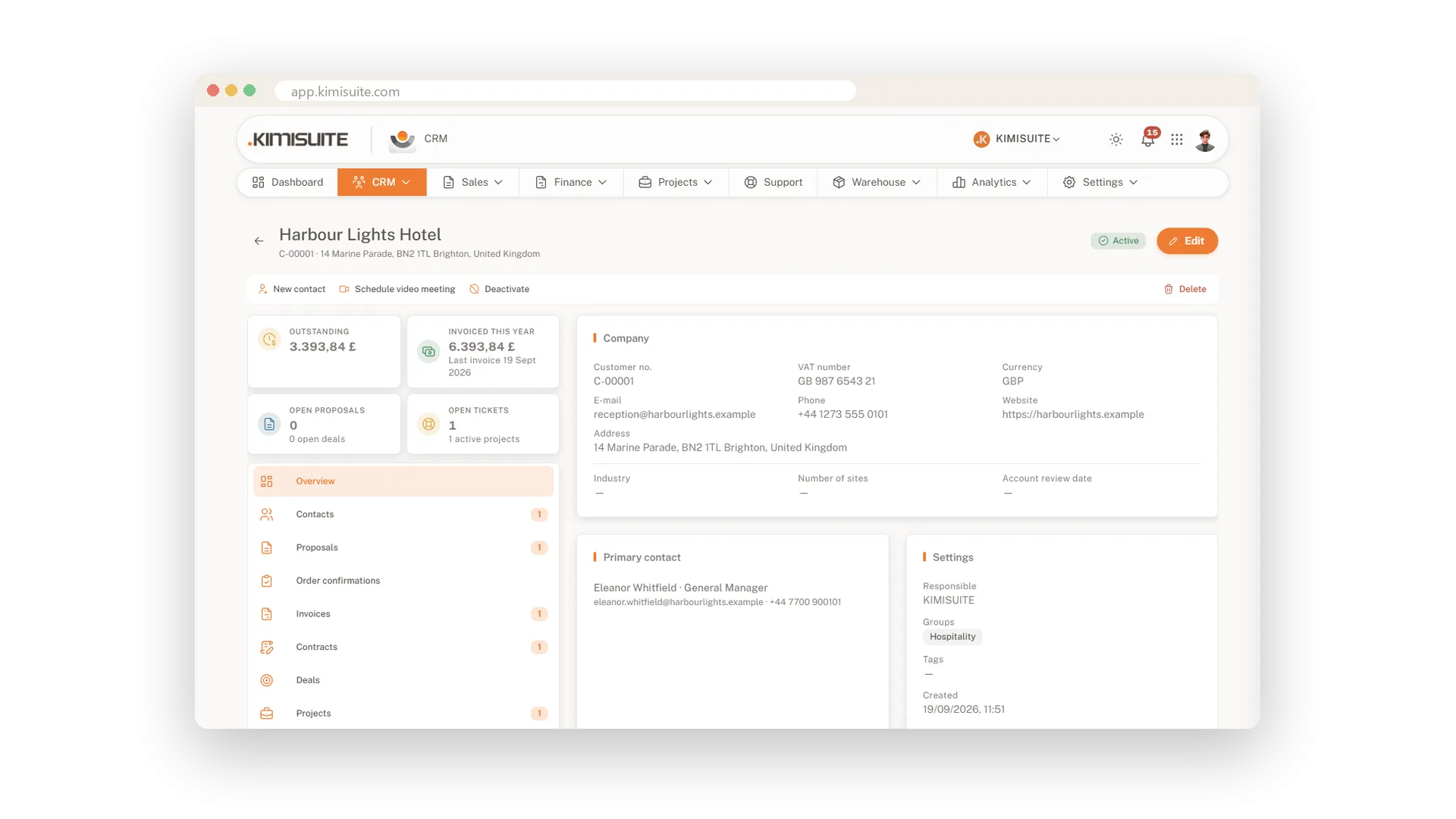 Screenshot: Every customer in one record