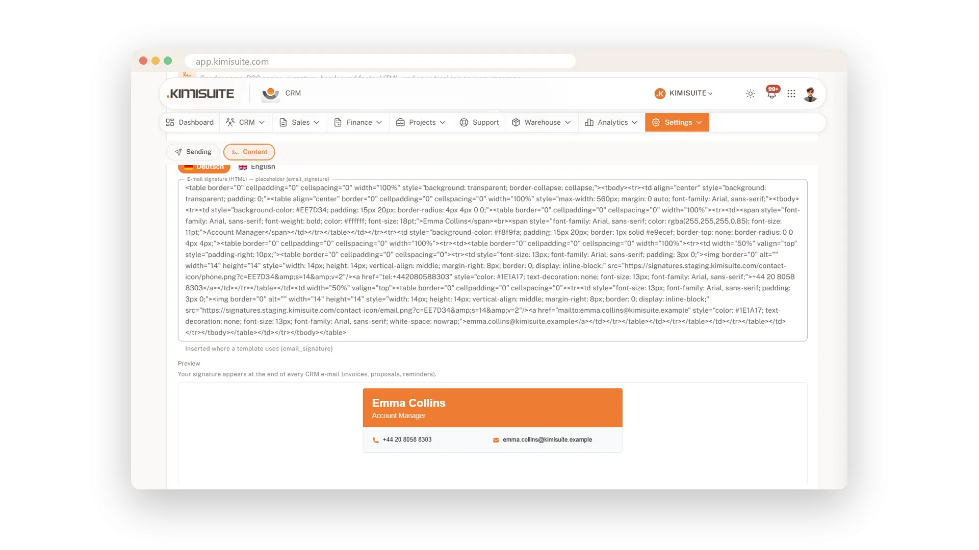 Your signature on every CRM e-mail