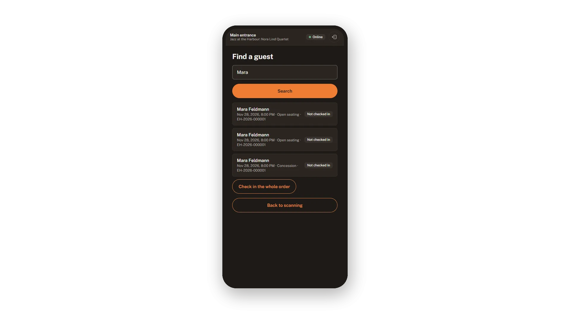 Find a guest without a ticket
