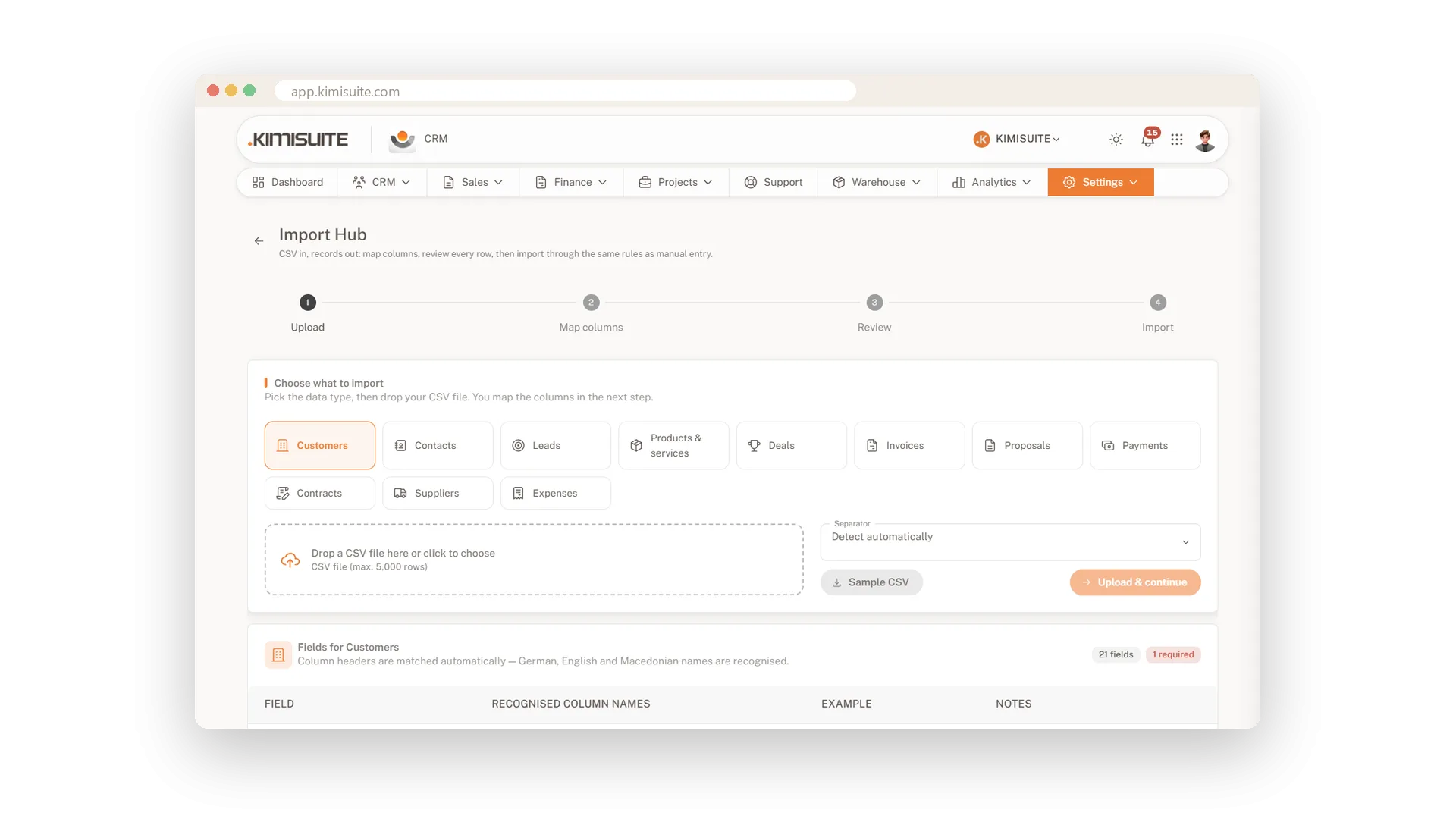 Screenshot: Bring your data in