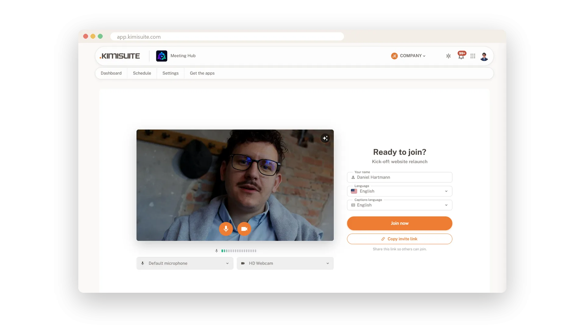 Screenshot: Ready before you join