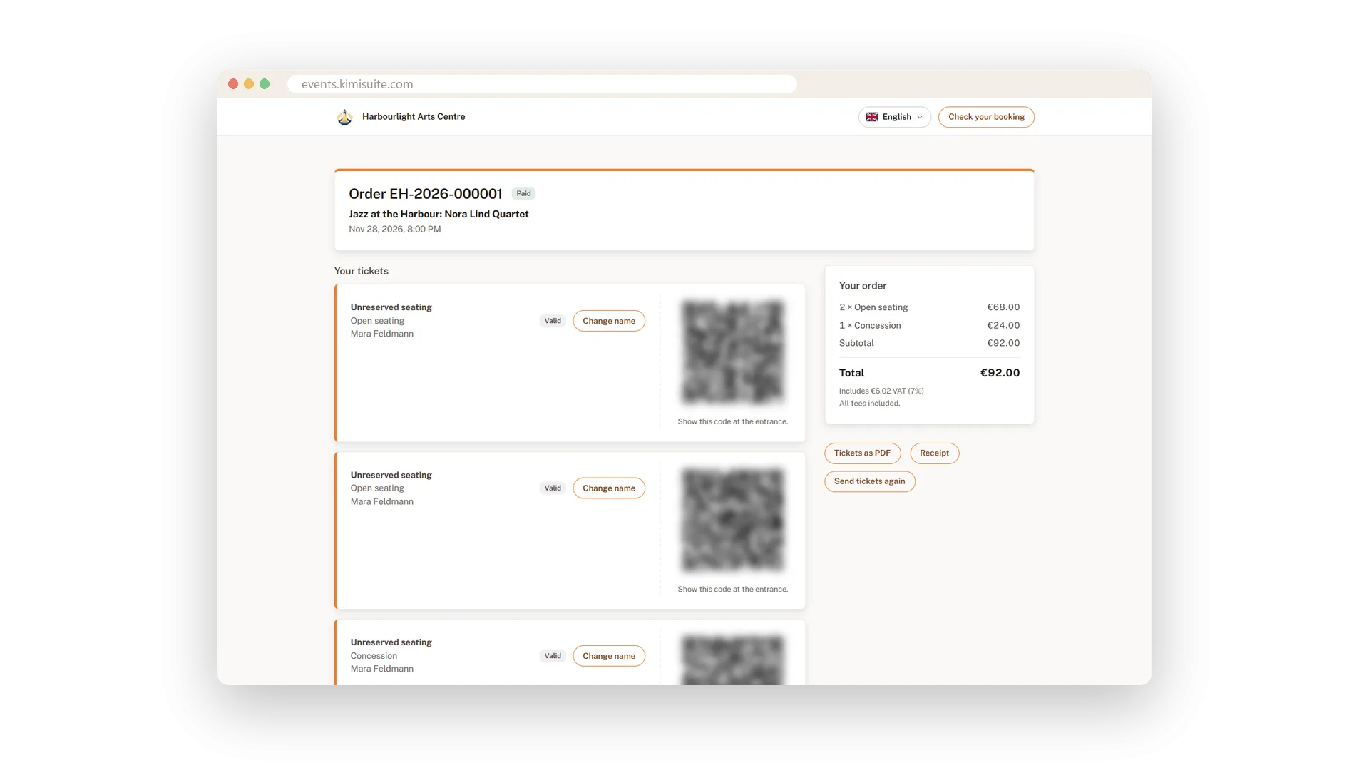 Screenshot: Buyers manage their own booking