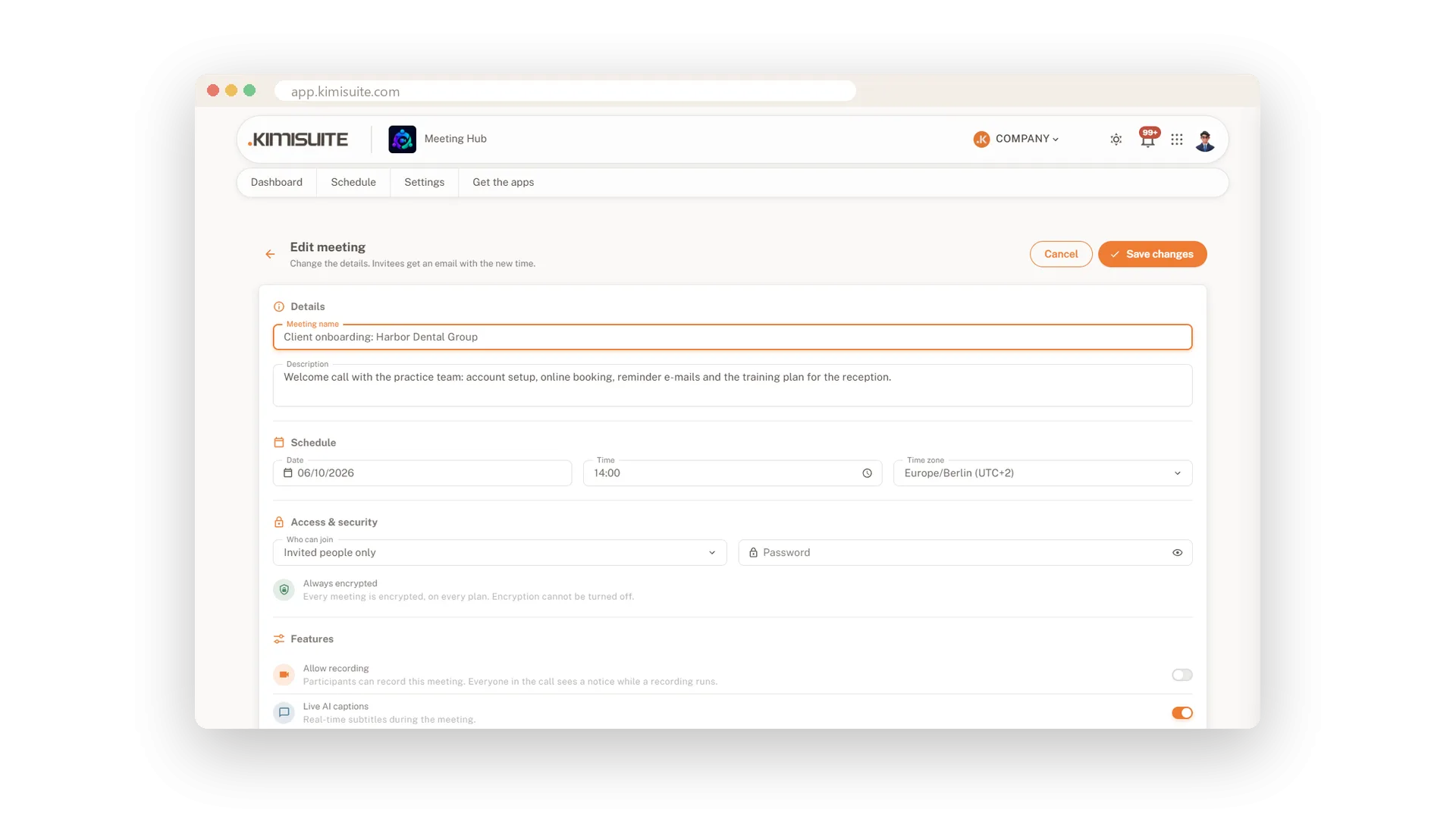 Move a meeting, keep the link