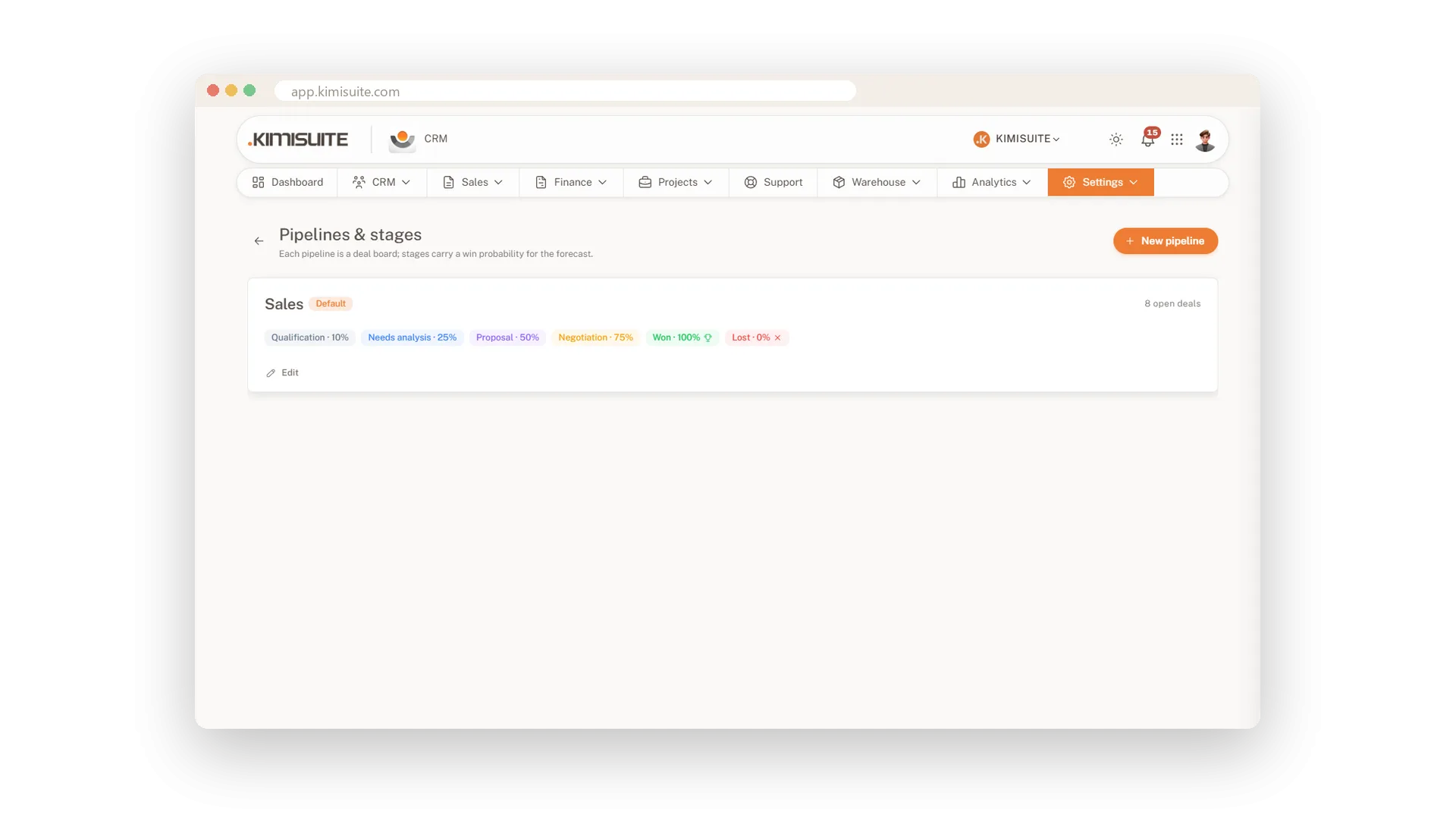 Several pipelines with your own stages