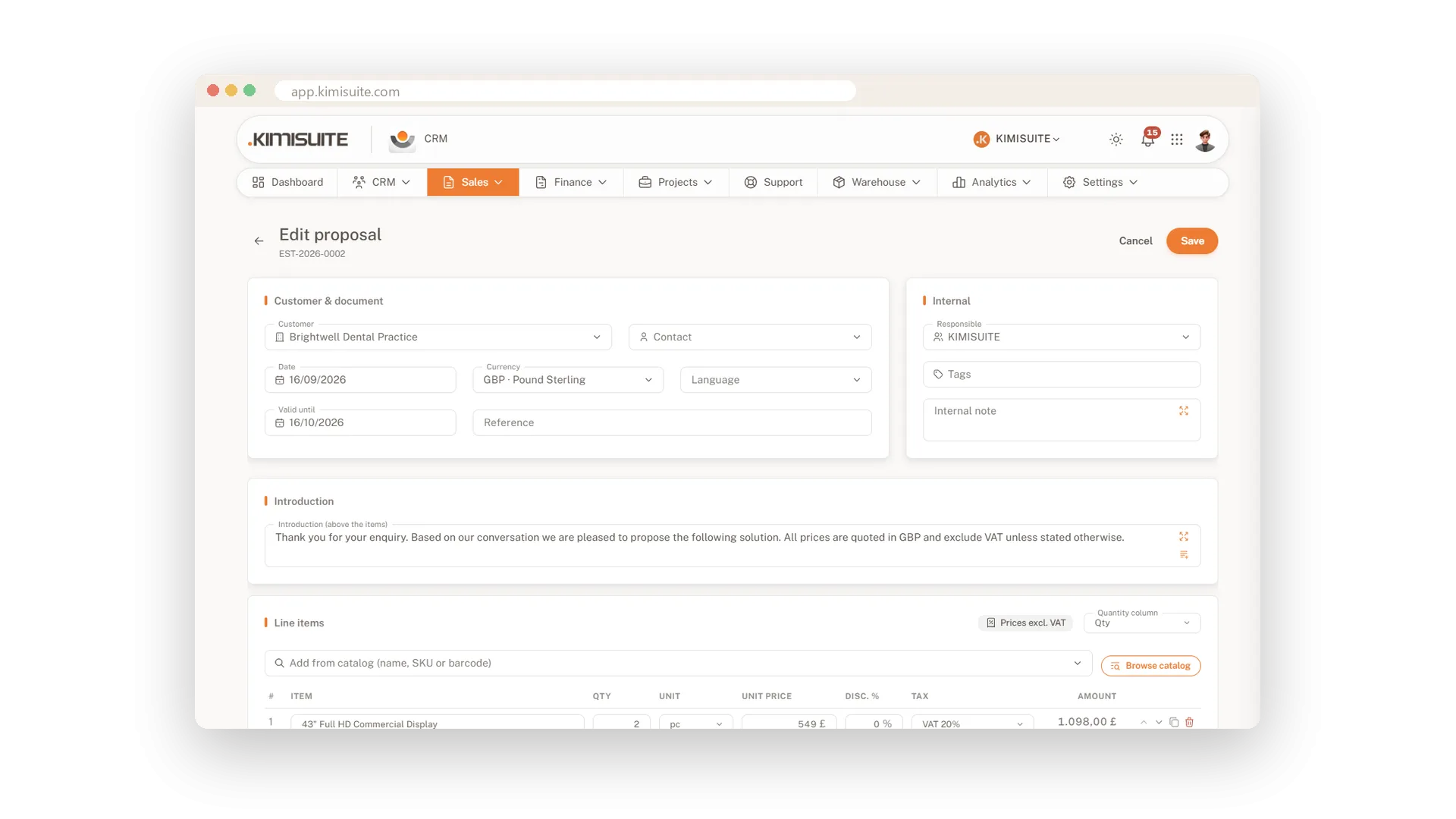 Screenshot: Proposals your customers accept online