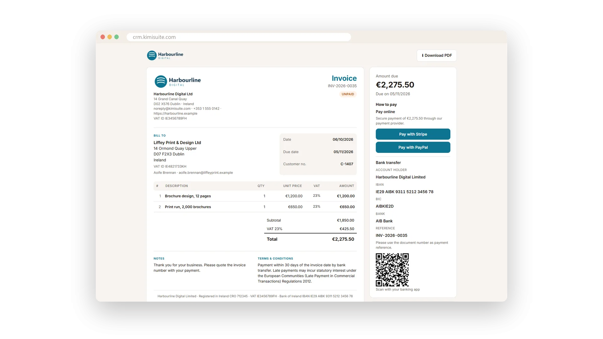 Invoices your customers pay online