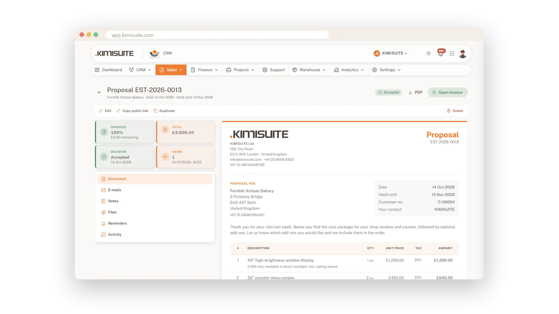Accepted, then invoiced