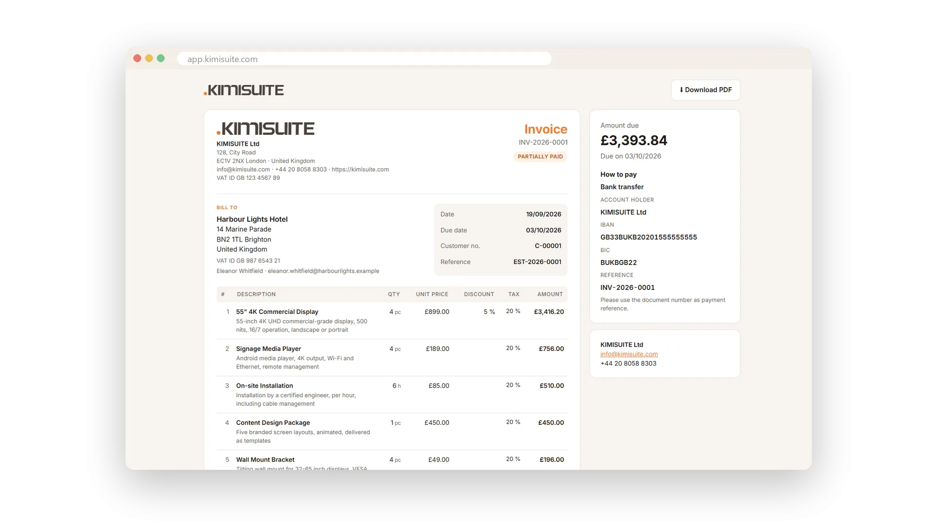 An invoice link for any device