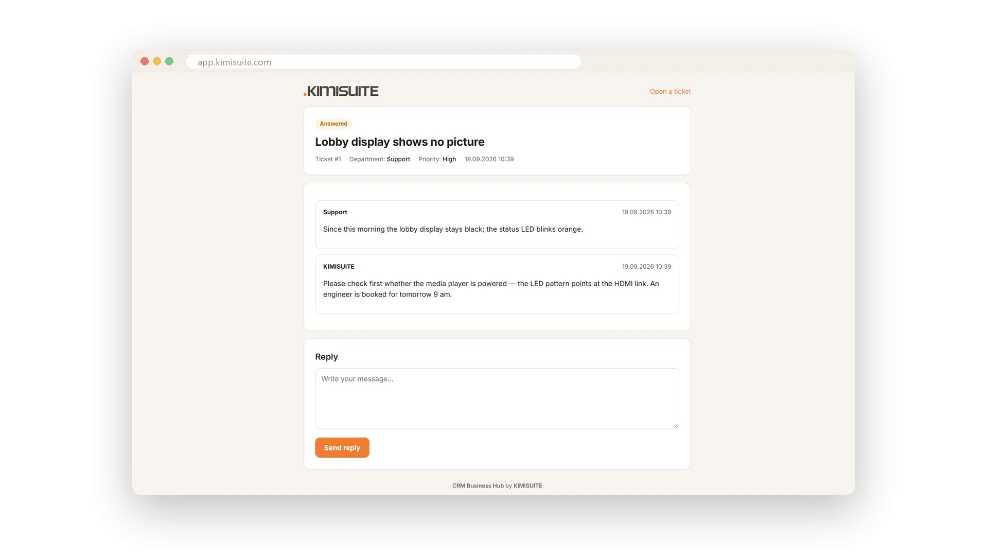 Een ticketpagina voor uw klant