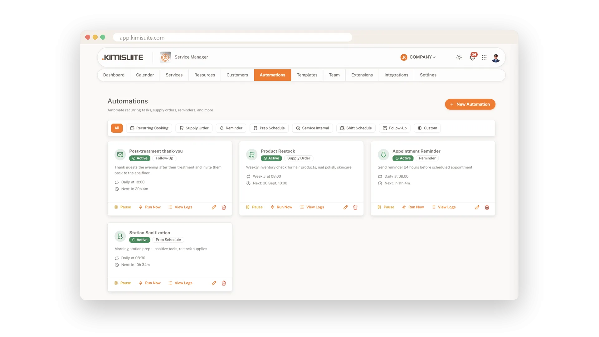 Captura de pantalla: Trabajo recurrente que se planifica solo