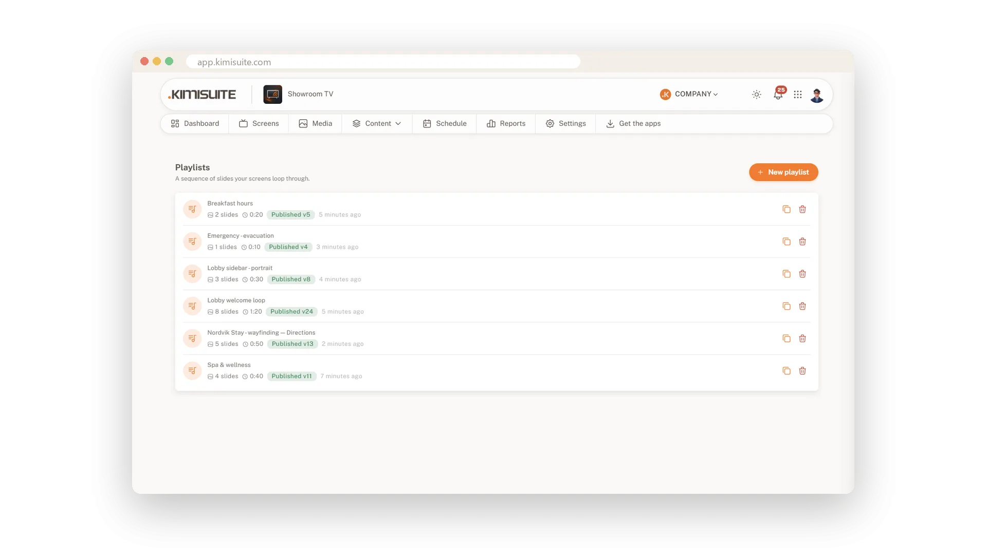 Schermafbeelding: Afspeellijsten en split-screen lay-outs