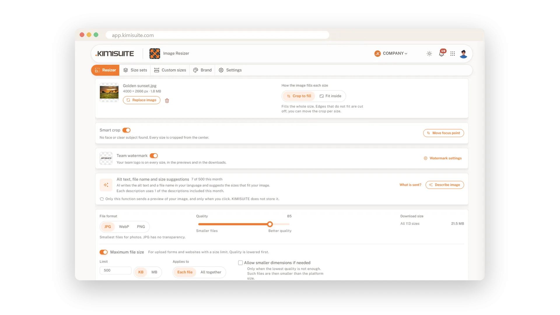 The right format and a file size platforms accept